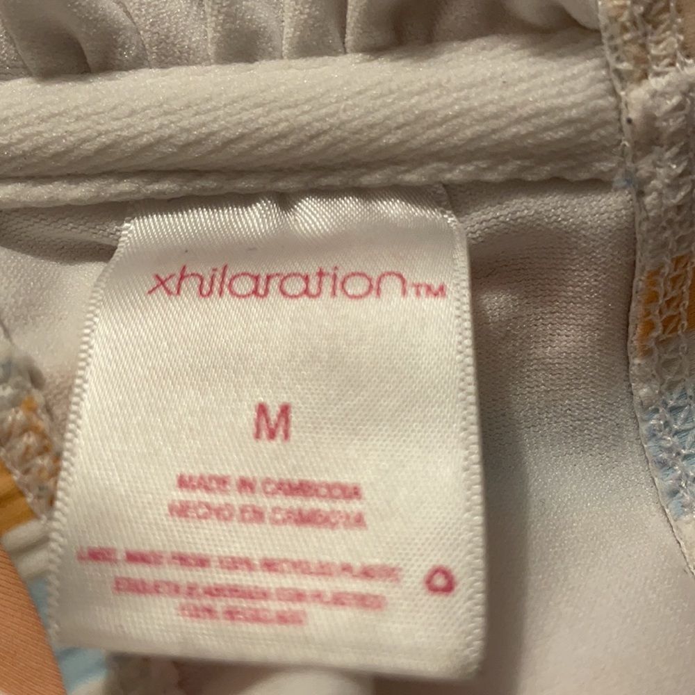 Xhilaration Multi Striped Hipster Bikini Bralette Swimsuit Top Medium White Clay - Picture 5 of 11